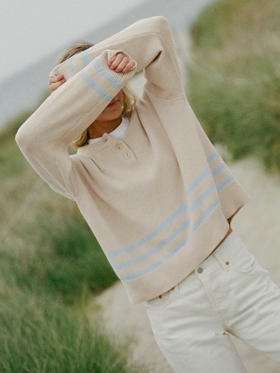 Few Moda Sweaters - Few Moda x Maddie Prior-Hull Shoreline Cotton Stripe Sweater